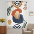 thumbnail image 3 of Boho Sheer Curtains 54" Long, Bohemia Middle Century Leaves Abstract Minimalist Beige Light Filering Curtains, Breathable Simi Curtain Privacy Drapes for Kitchen Bathroom Nursery Window Treatment, 3 of 9