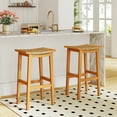 thumbnail image 4 of Gymax Outdoor Acacia Wood Bar Stools Set of 4 w/ PE Rattan Seats & Backrests, 4 of 10