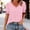 Pink, variant on NTACZA V Neck Women Summer Tops Striped Short Sleeve T-Shirt Loose Basic Pullover Shirts for Women Trendy L