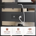 thumbnail image 4 of Baker Rack with Charging Station and LED Lights, Multifunctional Microwave Stand with 8 Open Shelves and Hutch, Coffee Bar with Spacious Desktop and 8-S Hooks for Kitchen, Black, 4 of 7