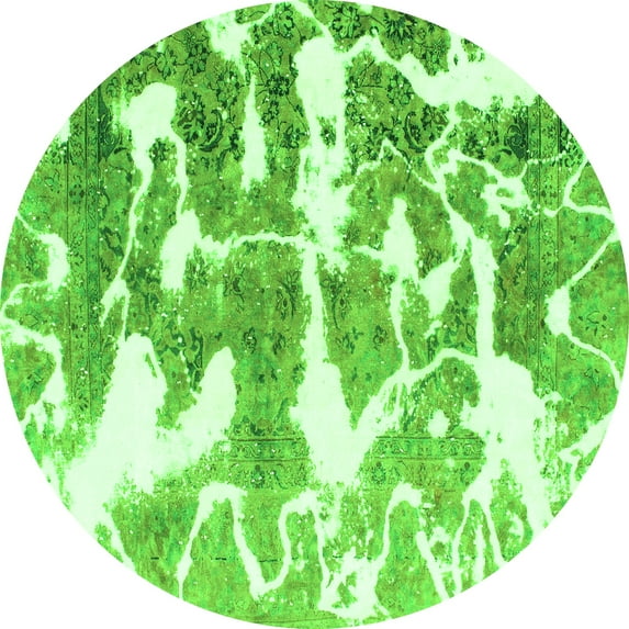 Ahgly Company Indoor Round Abstract Green Modern Area Rugs, 4' Round