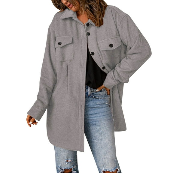 Womens Fall Jackets Corduroy Button Down Shirts Oversized Long Sleeve Boyfriend Shackets Fall Coat