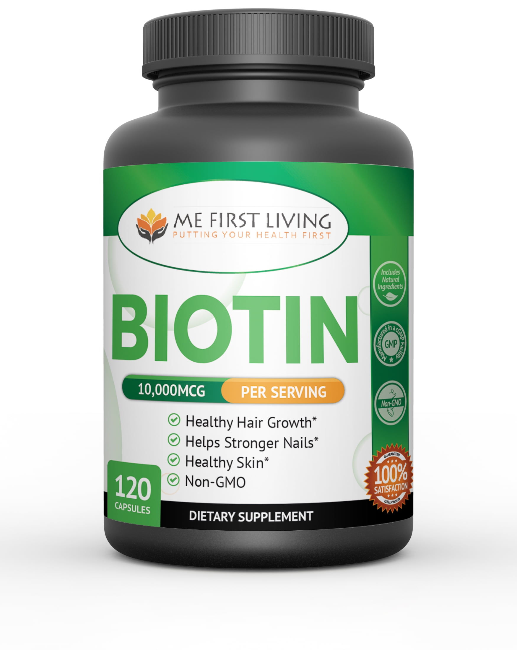 me first living biotin supplement 5,000 mcg per capsule, vegan, all natural, hair growth, nail growth & strength and cell rejuvenation - 120 capsules