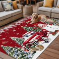 thumbnail image 2 of Fsddascl Red Christmas Outdoor Rug for Patio/Deck/Porch, Non-Slip Large Area Rug 6 x 9 Ft, Xmas Snowman Truck Tree Balls Indoor Outdoor Rugs Washable Area Rugs, Reversible Camping Rug Carpet Runner, 2 of 5