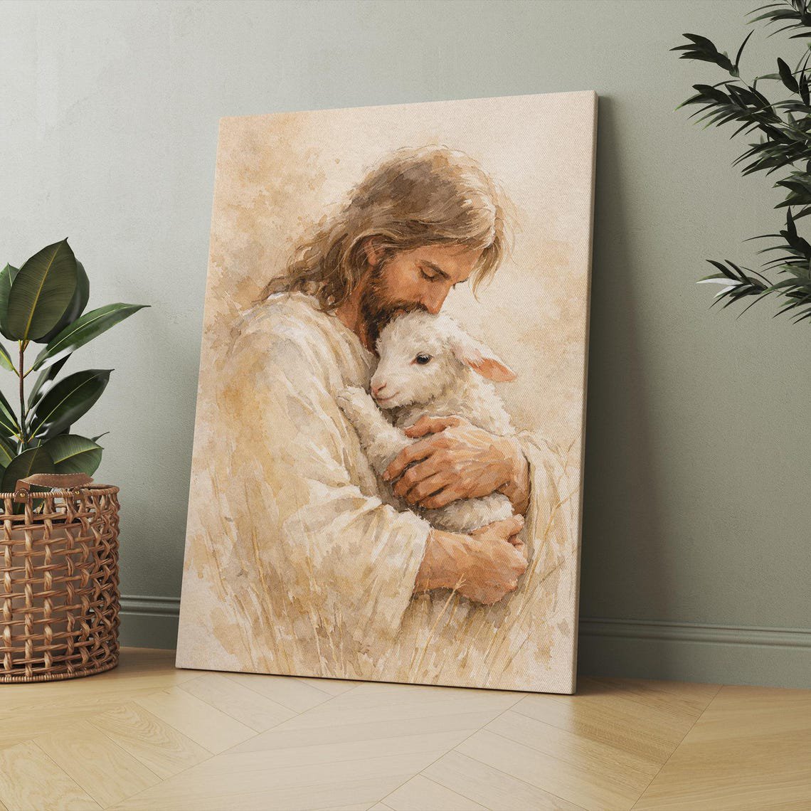 Jesus Holding Lamb Poster Christian Faith Wall Art Good Shepherd Jesus Christ Print Art Religious Home Decor Bible Verse Art