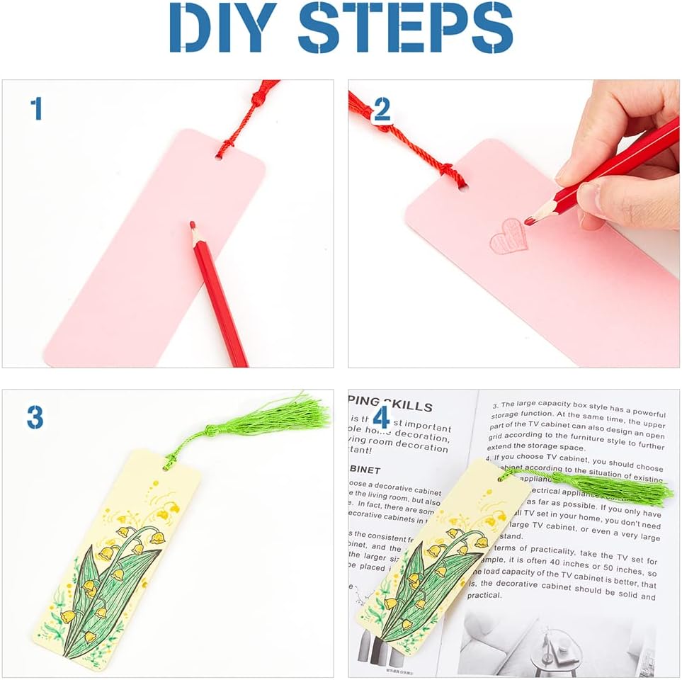 100pcs 10 Colors Kraft Paper Blank Cardstock Bookmarks 100pcs 10 Colors Bookmark Tassels for DIY Book Markers Gift Tag Crafts Making Party Decoration Classroom Projects