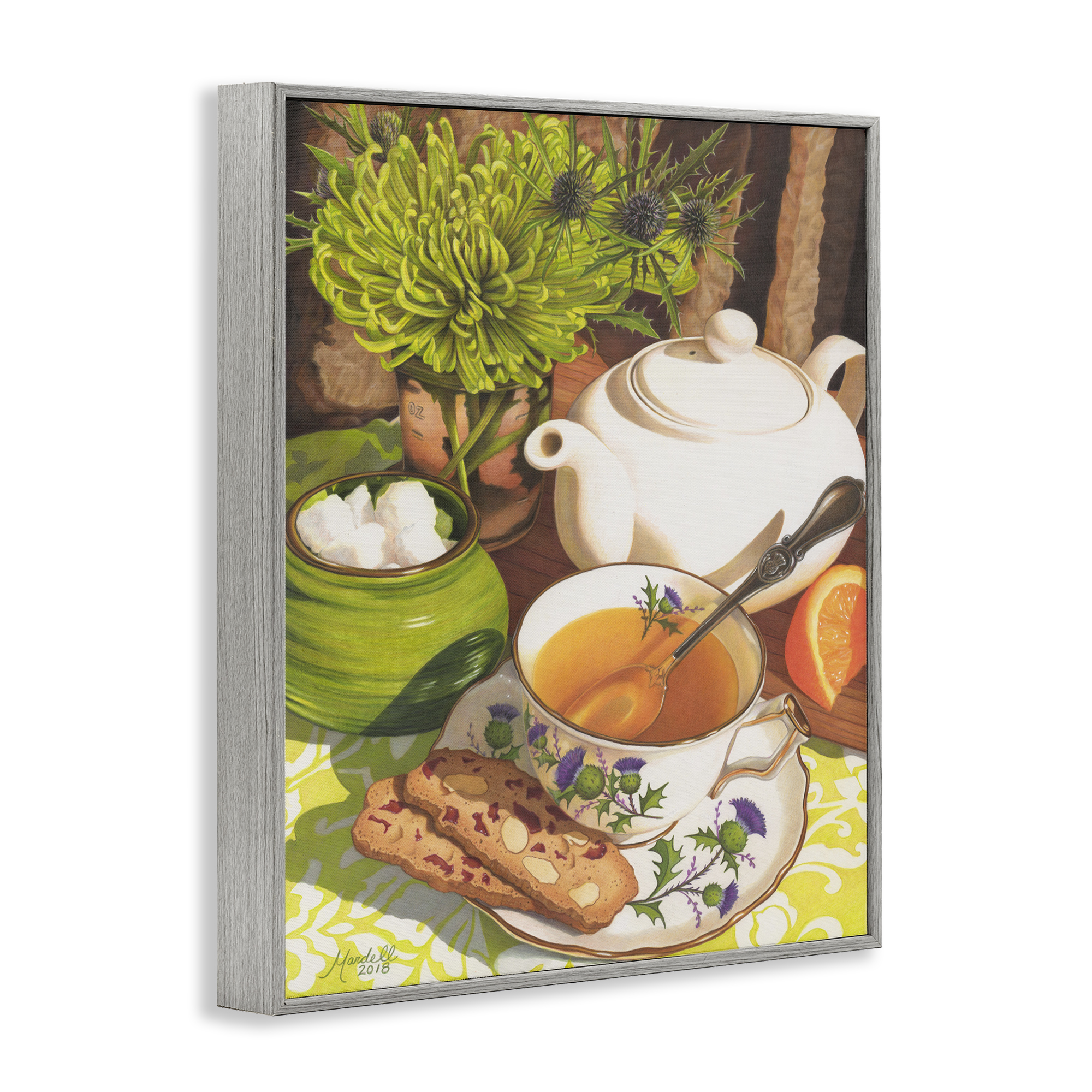Stupell Industries Tea & Biscuits Scene Food & Beverage Painting Gray Framed Art Print Wall Art, 16 x 20
