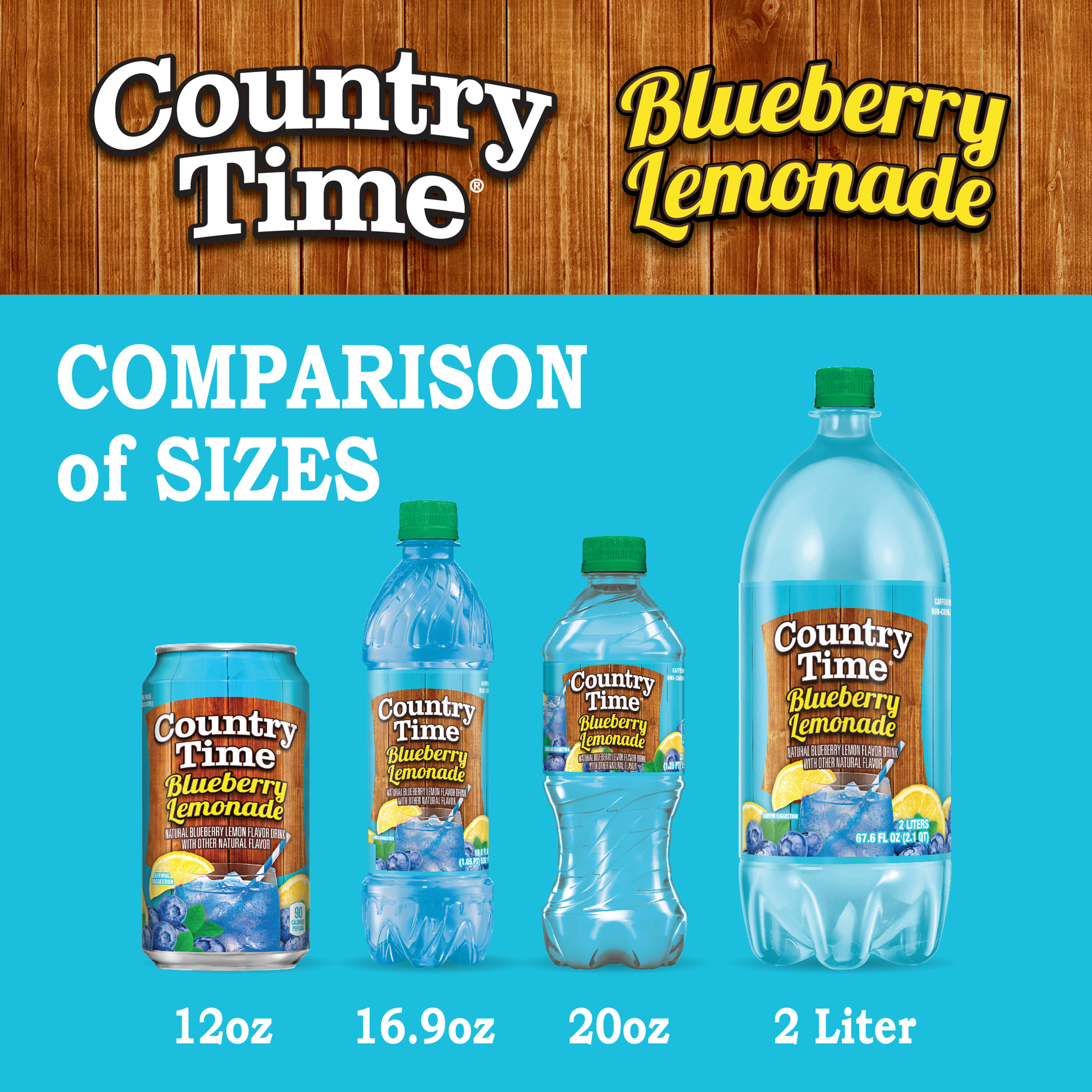 Country Time Blueberry Lemonade 12 fl oz, 12 Pack Cans, Shelf-Stable