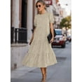 thumbnail image 5 of Women's Casual Boho Dress Floral Print Ruffle Puff Sleeve High Waist Midi Beach Dresses, 5 of 6