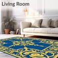 thumbnail image 2 of ODIKA 3'x5' Machine Washable Non-Slip Area Rug, Damask Rosette with Ornate Filigree Accents High Traffic Rug, Blue, 573273, 2 of 7