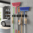 thumbnail image 4 of Lifewit Mop and Broom Holder Wall Mount, Anti-Slip Broom Hanger for Garage, Utility Room, Laundry Room, Pantry, Garden, 5 Slot 6 Hook, Black, 4 of 12