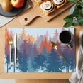 thumbnail image 2 of Boho Forest Silhouette Placemats Set of 8 Retro Abstract Forest Trees Blue Place Mats Indoor Wipeable Table Mats Washable Cloth Dining Table Placemats for Kitchen Holiday Party Home Decor 13x19 Inch, 2 of 9