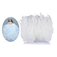 thumbnail image 4 of 2 Yard Hackle Feather Hen Fringe Ribbon Craft Diy Sewing Costume Millinery Clothing Wedding -15cm - White, 10-15cm, 4 of 10