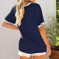 thumbnail image 3 of Uaswgudfs Women's Crew Neck Blouse Top with Short Sleeves and Contrast Trim Detail - Lightweight, Soft Material for Effortless Summer Casual Wear, 3 of 6