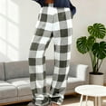 thumbnail image 4 of Yteetum Flannel Pajama Pants Women Oversized Elastic Waist Plaid Print Flannel Fuzzy Sleepwear Pj Pants Womens Casual Soft Plus Size Loose Fleece Wide Leg Loungewear Pajamas Pants Fall Winter Clothes, 4 of 6