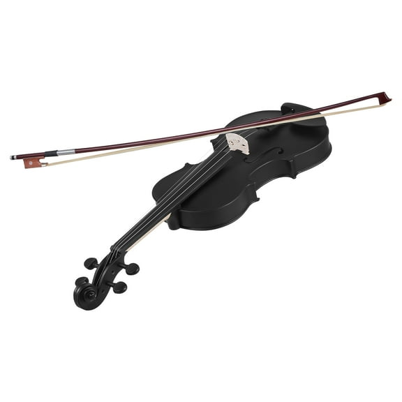 KFFKFF 4/4 Full Size Violin Set for Adults, Complete Beginner Kit with Case, Rosin, Bow, Shoulder Rest, Bridge, Tuner, and Spare Strings, Solid Wood Instrument (Black)