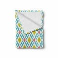 thumbnail image 2 of Ikat Soft Flannel Fleece Blanket, Various Sized Different Ikat Lines Blurred Vertical Axis Symmetrical Aesthetic, Cozy Plush for Indoor and Outdoor Use, 60" x 80", Mustard Blue Pink, by Ambesonne, 2 of 6
