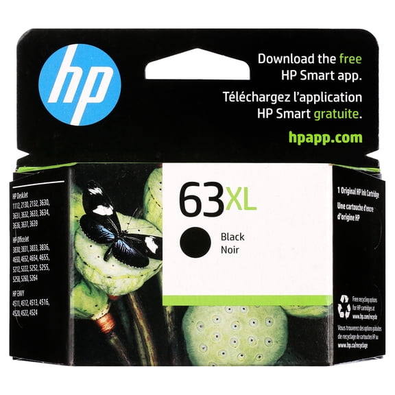 HP 63 Ink Cartridge, Black (F6U62AN)