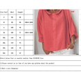 thumbnail image 2 of Women's Cropped Sleeves Cotton and Linen T-shirt Summer Casual Loose Solid Color Shirts Blouse, 2 of 2