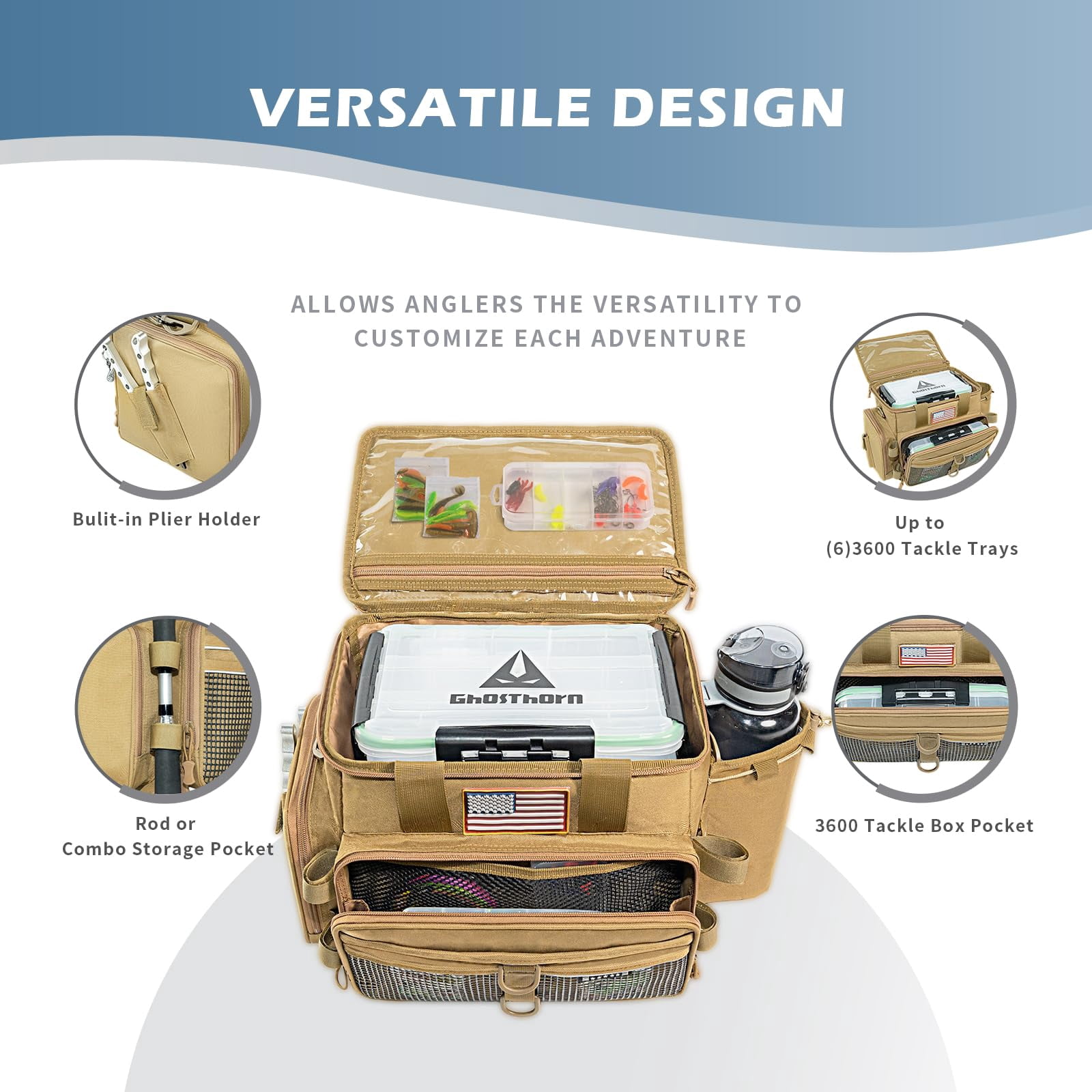 Ghosthorn Fishing Tackle Bags Salt Water Resistant Tackle Box Bag -large capacity tackle storage