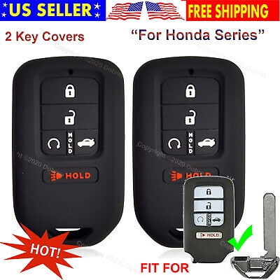 DOBREVA SWIMWEAR 2Pcs Silicone Full Protective Key Fob Remote Cover Case Skin Jacket for A2C81642600 2015 2016 2017 Honda Civic Accord Pilot CR-V 5 Buttons Smart Key Black