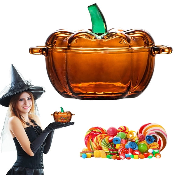 Vestitly Pumpkin Glass Candy Jar Orange Pumpkin