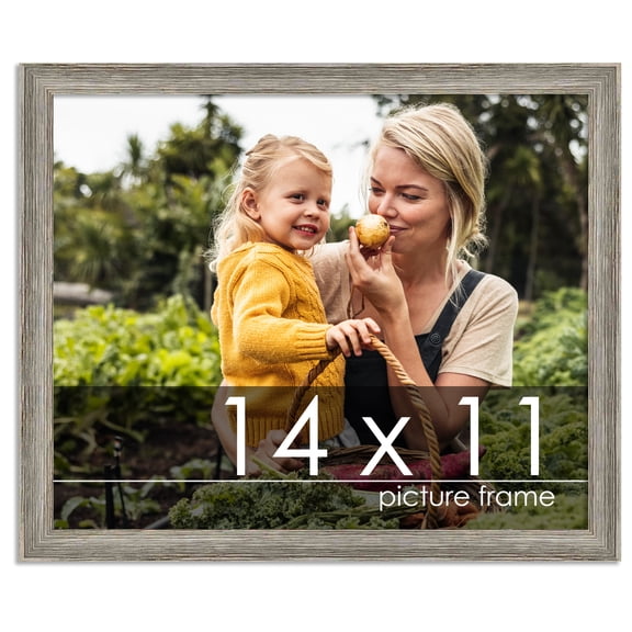 14x11 Distressed/Aged Contrast Grey Complete Wood Picture Frame with UV Acrylic, Foam Board Backing, & Hardware