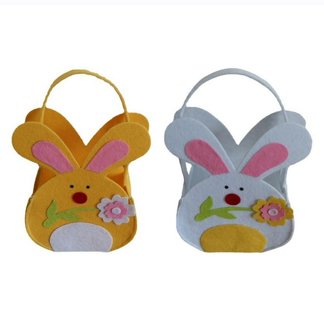 2 Pack Easter Bunny Basket Bags Gift Basket Easter Bag Bunny Ear Bag