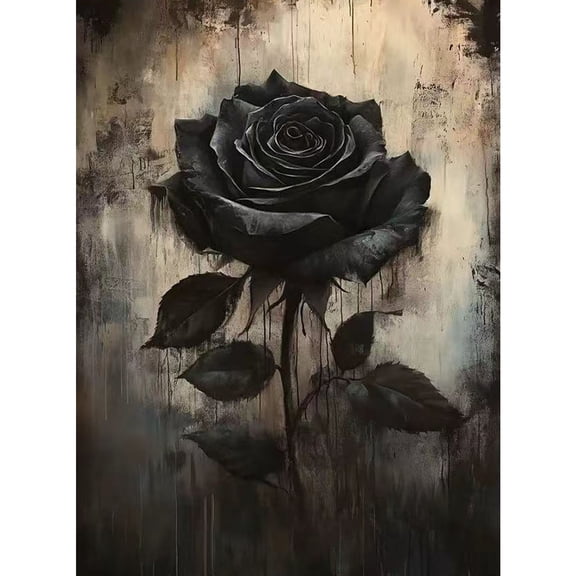 Black Rose Diamond Art Kits for Adults,Rose Flower Diamond Painting Kits for Adults Beginners,DIY 5D Diamond Dots with Full Drill Gem Art Crafts Kits for Home Wall Decor 12 X 16 Inch