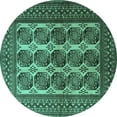 thumbnail image 1 of Ahgly Company Machine Washable Indoor Round Southwestern Turquoise Blue Country Area Rugs, 6' Round, 1 of 4