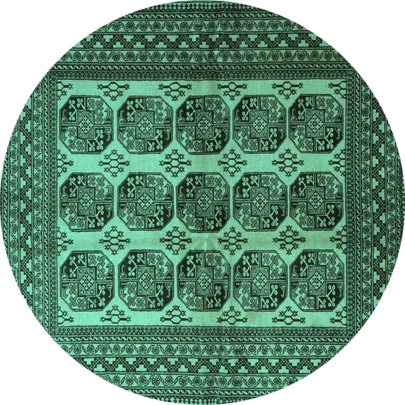 Ahgly Company Machine Washable Indoor Round Southwestern Turquoise Blue Country Area Rugs, 6' Round