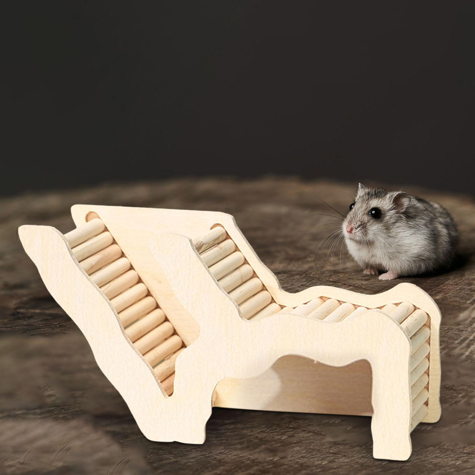 Gazechimp Hamster Hideout Hut Wood Hiding Ladder Tunnel Exercise Palyhouse Accessories Color A