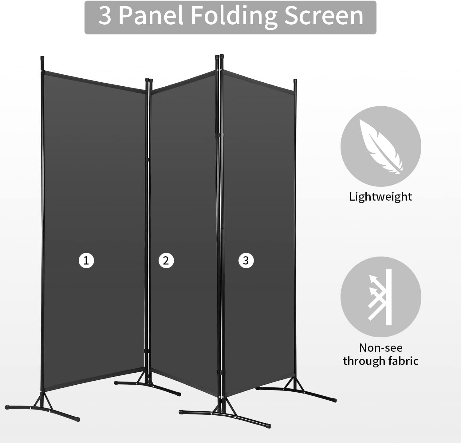 FDW 3 Panel Room Divider 5.9FT Partition Room Separators with Metal Frame Portable(Beige)