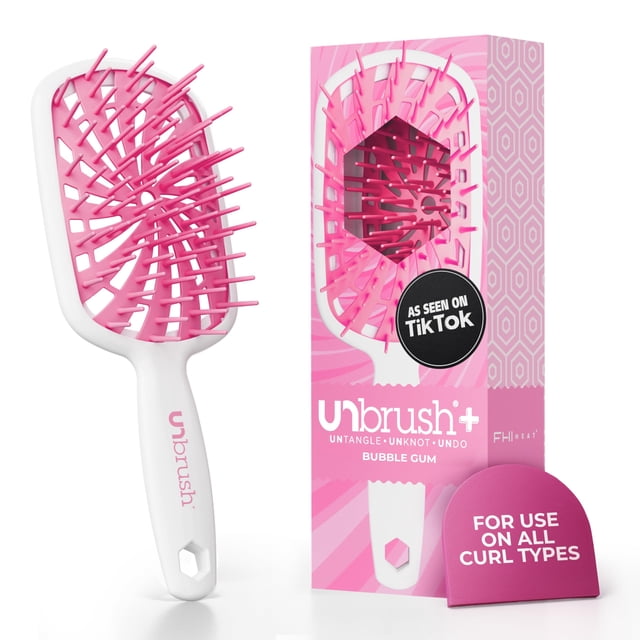 FHI Heat UNbrush Plus - Cepillo rizado para desenredar suavemente y eficazmente en tipos de cabello frágiles húmedos o secos, cepillo desenredante con 84 cerdas UltraFlex, ultral