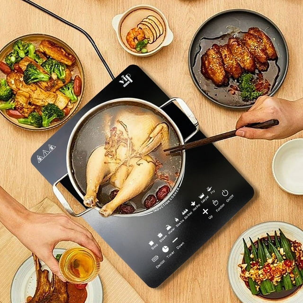 Hinzonek Multi-Function Induction Cooktop, 10 Power Levels Hot Plate, 2200w Electric Stove with Easy Clean Glass, 8 Modes Sensor Touch Cooker