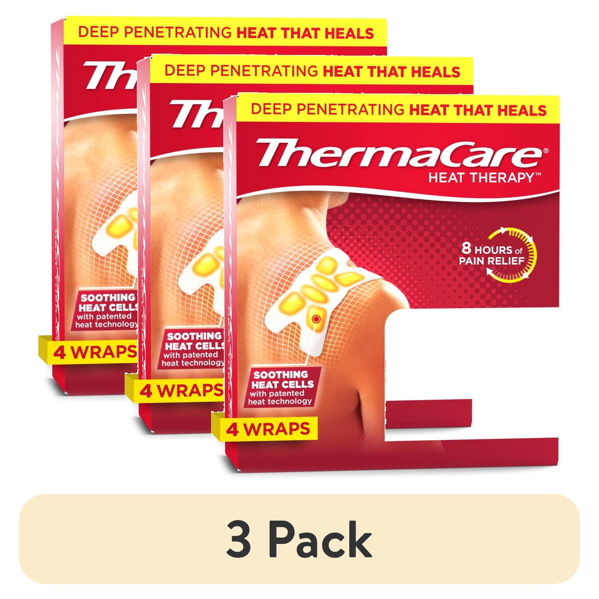 (3 pack) ThermaCare Joint Pain Therapy Heat Wraps, 4 Count, Pain Relief Patches