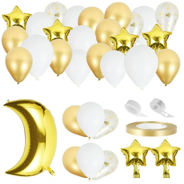 Muyoka Moon Star Balloon Bouquet Eid Mubarak Kit de globos Decorativo Ramadán Conjunto de globos decorativos Hermosa decoración del festival para el hogar Fiesta de cumpleaños Boda Muyoka Hogar