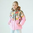 thumbnail image 3 of OBEEII Winter Coat for Kids Girls Floral Printed Thicken Parka Jacket Hooded Snowsuit Light Puffer Warm Casual Outwear with Pockets, 3 of 9