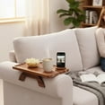 thumbnail image 2 of CONCETTA Sofa Arm Tray and 3-in-1 Clip-on Table TV Tray with Rotating Cup Holder and Phone Stand, Brown, 2 of 8