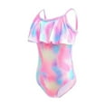 thumbnail image 4 of Hiijoy Toddler Girls Tie Dye Ruffle One-Piece Swimsuit Upf 50+ Bathing Suit, Sizes 3-10, 4 of 8