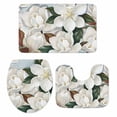 thumbnail image 2 of White Floral Bathroom Rugs Set Spring White Magnolia Vintage Plants Farmhouse Rustic Non Slip Absorbent Soft Bath Mats 3 Piece Set with Bathroom Rug, U-Shaped Floor Mat, Toilet Seat Cover Small Size, 2 of 9