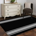 thumbnail image 3 of 2.7x5 Area Rugs, Black Striped Non-Skid Rubber Backing Large Rectangle Rugs - Living Room Bedroom Home Office, Farmhouse Black White Stripes Indoor Floor Mat Carpets Washable Rug, 3 of 9