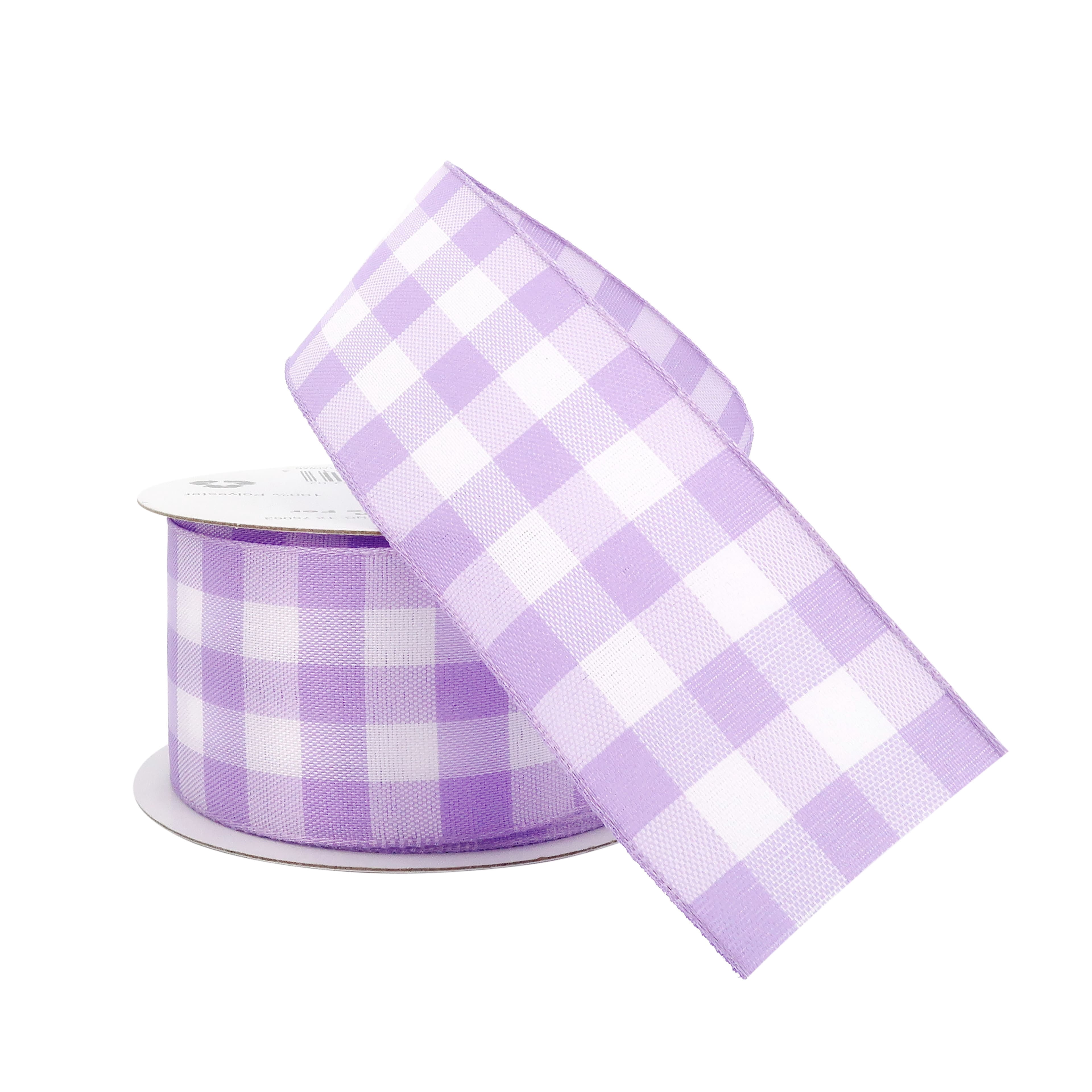1.5" x 3yd. Lavender Wired Checkered Ribbon by Celebrate It – Woven Selvage Edge - Ideal for Gift Wrapping - Crafts & Seasonal Decor - 12 Pack