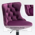 thumbnail image 5 of ODUSE-DAILY Violet Velvet Bar Stools Set of 4 - Adjustable Swivel Purple Counter Height Chairs with Tufted Back and Nailhead Trim for Kitchen Island (Purple, Matte Metal, 4 Pcs), 5 of 12