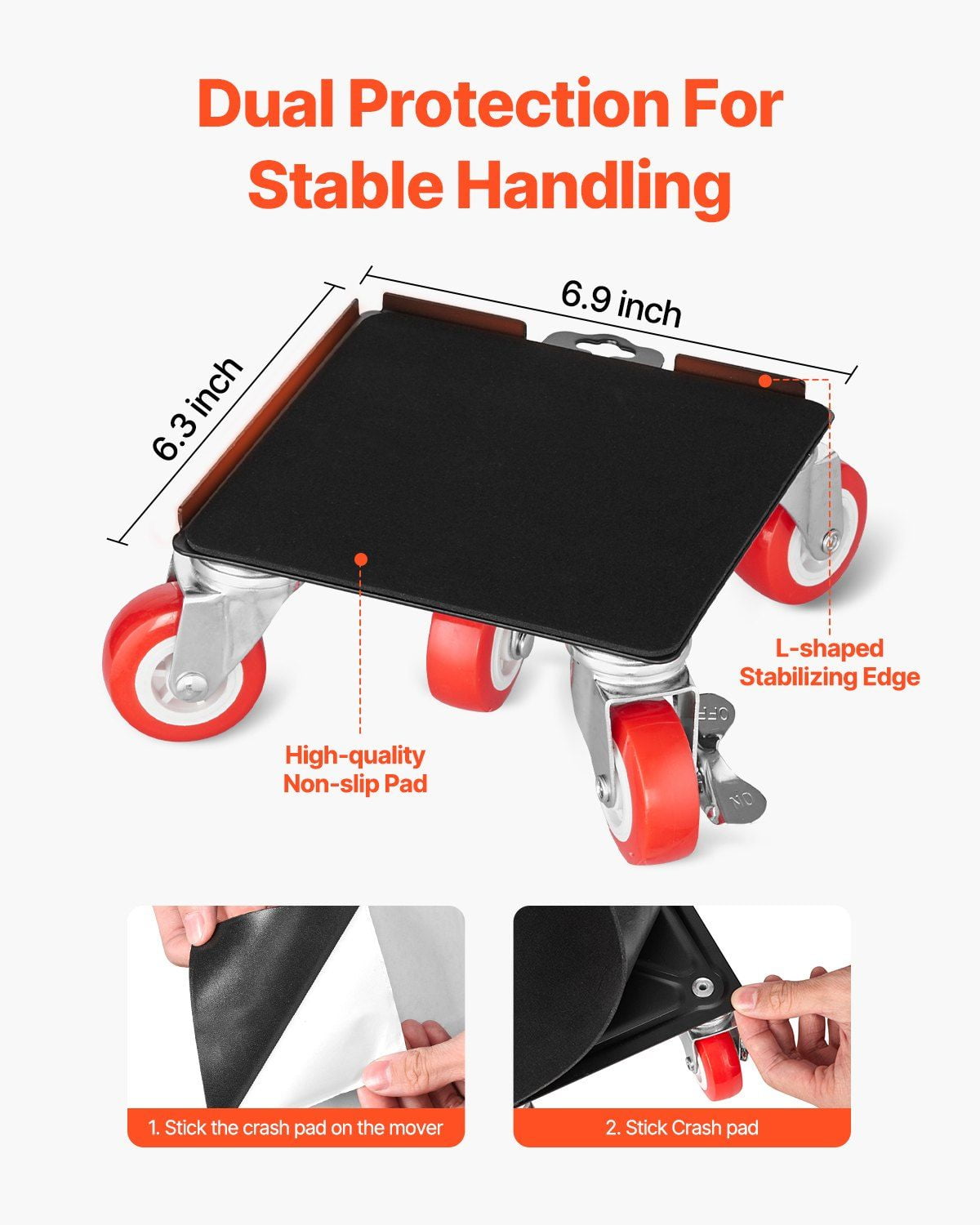 3474 lbs Capacity Heavy Duty Furniture Dolly, 5 Wheel Design for Smooth Moving, Hand Truck for Appliances