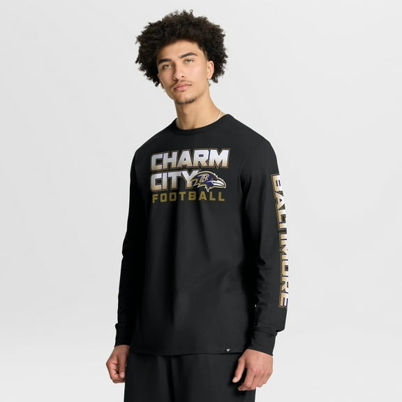 Men's Fanatics Black Baltimore Ravens Hometown Sweep Legacy Long Sleeve T-Shirt
