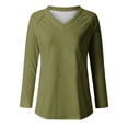 thumbnail image 4 of ATOYSOY Women's Workout Comfy Casual Loose Basic Tops Trendy Relaxed Long Sleeve Pullovers V Neck Shirts Fall Solid Color Blouses Green M, 4 of 4