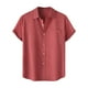 thumbnail image 2 of Ceisia Men's Solid Color Loose Fit Short Sleeve Button Down Shirt for Casual & Vacation Wear Watermelon Red M Gifts, 2 of 9