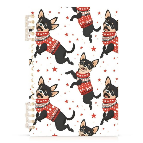 Cute Dog Jumping and Star Spiral Journal Notebook College Ruled Notebook 8.3" x 5.7" A5 Lined Thick Paper Page