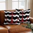 thumbnail image 3 of Red Nautical Throw Pillow Cover Anchor Navy Blue Wavy Stripes Cotton Linen Cushion Cover Throw Pillow Case with Invisible Zipper for Couch Sofa Bed Chair Car 26x26 Inch, 3 of 9